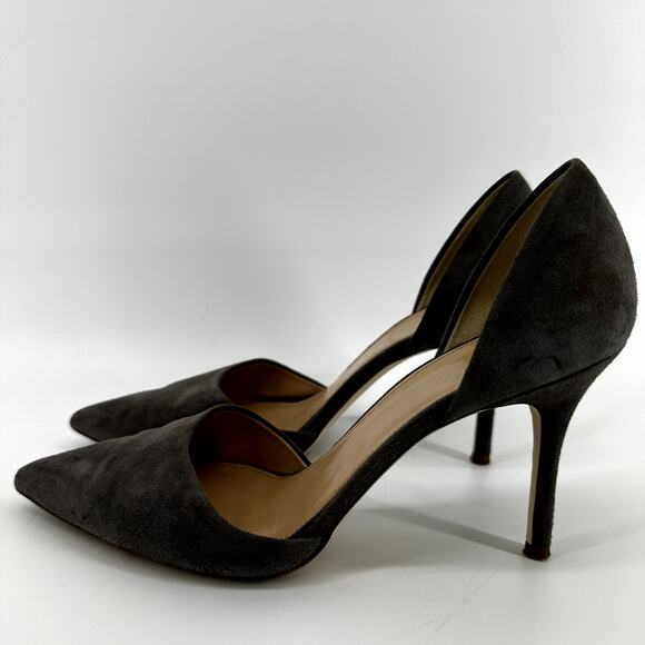 J. Crew Elsie D'Orsay Pump Heels Pointed Toe Stiletto Suede Leather Gray 7 - Picture 3 of 8